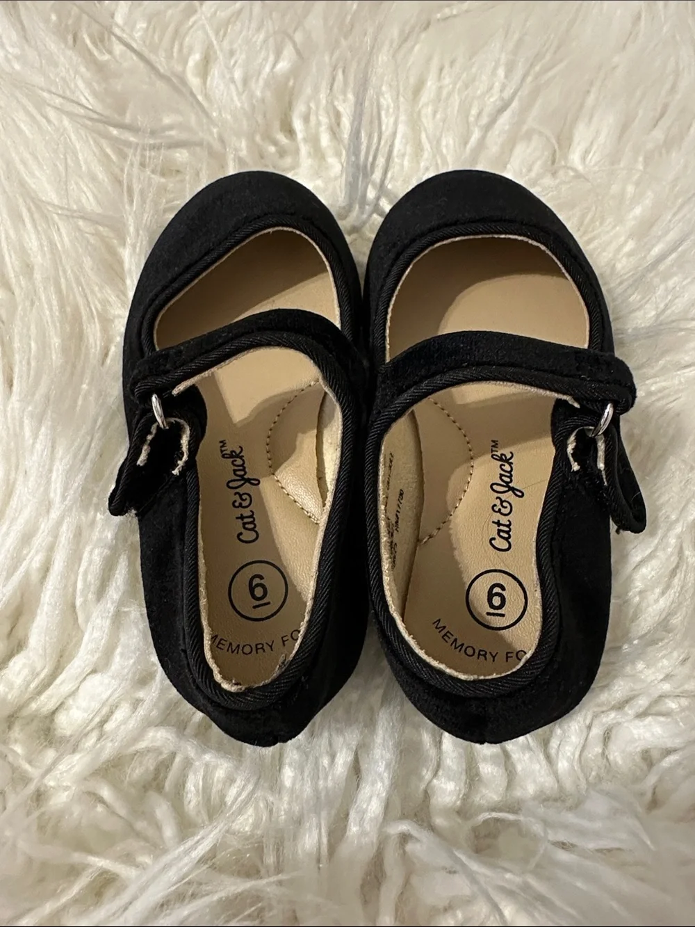 Cat & Jack Black Mary Jane Flats with Hook-and-Loop Strap